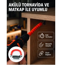 Esnek Bits Uç Seti 12 Parça Manyetik Adaptörlü Matkap Tornavida Aksesuarı
