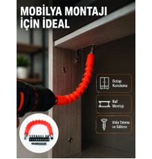 Profesyonel Esnek Tornavida Bits Uç Seti 12 Parça Manyetik Bit Adaptörlü