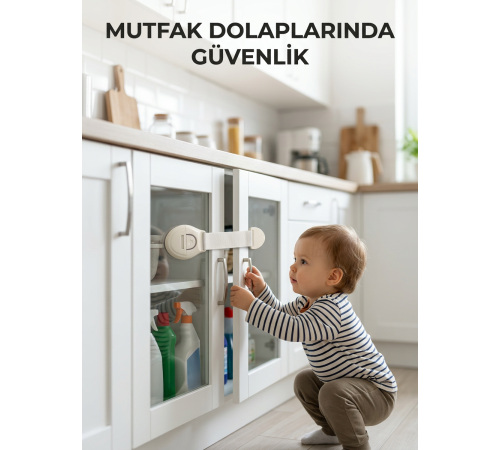 Çocuk Güvenlik Dolap ve Çekmece Kilidi Güçlü Yapışkanlı Emniyet Kilidi