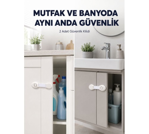 2'li Dolap ve Çekmece Güvenlik Kilidi Seti