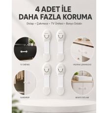 4'lü Çocuk Güvenlik Dolap ve Çekmece Kilidi