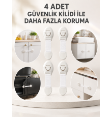 4'lü Esnek Kayışlı Çocuk Güvenlik Kilidi Pratik ve Güvenli Kullanım
