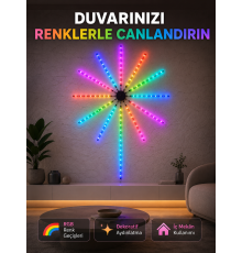 RGB LED Duvar Aydınlatması Telefon Kontrollü Dekoratif Ortam Işığı