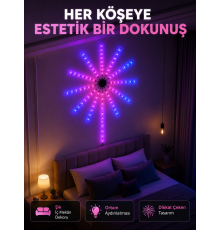 Telefon Kontrollü RGB Fireworks LED Işık Çok Renkli Dekoratif Duvar Lambası