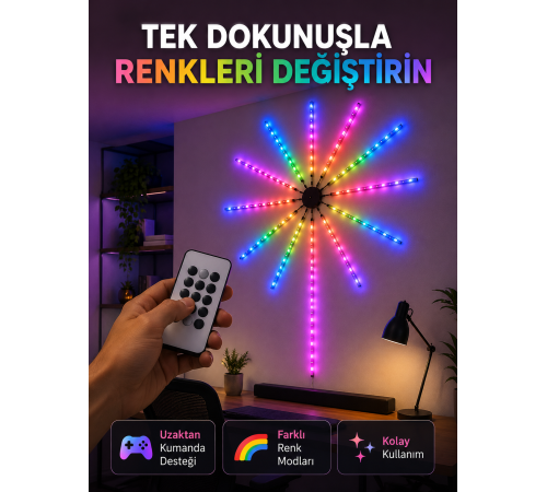 RGB LED Duvar Lambası Uzaktan Kumandalı Telefon Kontrollü Ortam Aydınlatması