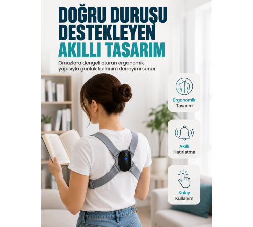 Titreşim Uyarılı Akıllı Düzeltici Günlük Kullanıma Uygun Dik Duruş Cihazı