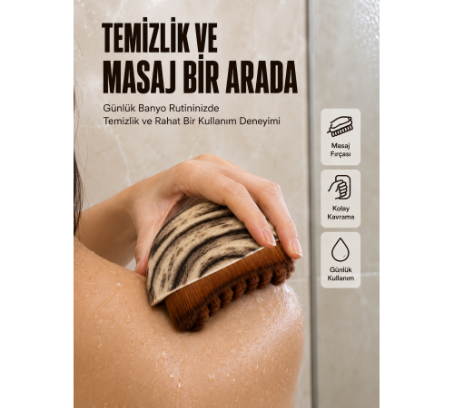 Vücut Temizleme Fırçası Ergonomik Elde Tutulan Yumuşak Kıllı Masaj Fırçası