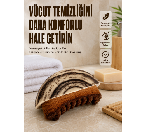 Yumuşak Kıllı Masaj Fırçası Vücut Temizleme Banyo Fırçası Ergonomik Tasarım