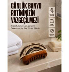 Masaj Fırçası Vücut Temizleme Fırçası Ahşap Desenli Yumuşak Kıllı Banyo Fırçası