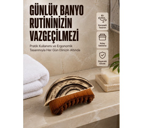 Masaj Fırçası Vücut Temizleme Fırçası Ahşap Desenli Yumuşak Kıllı Banyo Fırçası