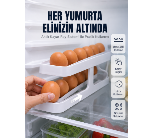 İki Katlı Yumurta Organizeri Buzdolabı Düzenleyici Pratik Saklama Rafı