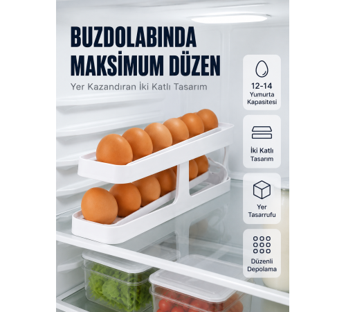 Buzdolabı Yumurtalık Organizer Geniş Kapasiteli Yumurta Düzenleyici Rafı