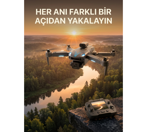 Ekranlı Kumandalı Çift Kameralı Drone ile Havadan Çekim