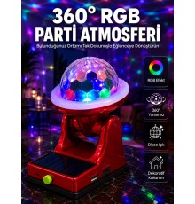 360° RGB LED Disco Işığı Ayarlanabilir Başlıklı Güneş Enerjili Projektör Lamba