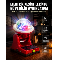 Çok Amaçlı Şarjlı LED Projektör Lamba Solar Enerjili RGB Ambiyans ve Parti Işığı