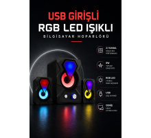 RGB LED AYDINLATMALI USB BİLGİSAYAR OYUN HOPARLÖRÜ