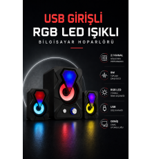 RGB LED AYDINLATMALI USB BİLGİSAYAR OYUN HOPARLÖRÜ