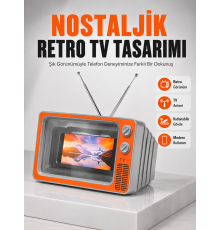 12 İnç Telefon Ekran Büyütücü Retro TV Tasarımlı HD Fresnel Lens Taşınabilir Mobil Ekran Büyütücü