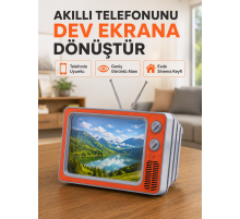 Retro TV Telefon Ekran Büyütücü 12'' HD Görüntü Büyütme Standlı Katlanabilir Telefon Tutucu