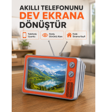 Retro TV Telefon Ekran Büyütücü 12'' HD Görüntü Büyütme Standlı Katlanabilir Telefon Tutucu