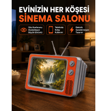 Telefon İçin 12 İnç Ekran Büyütücü Retro Televizyon Tasarımı HD Film İzleme Katlanabilir Stand