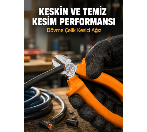 Profesyonel Kullanıma Uygun Dövme Çelik Yan Keski