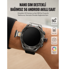 Kameralı 5G Android Akıllı Saat AMOLED Ekran Wi-Fi GPS SIM Kart Destekli