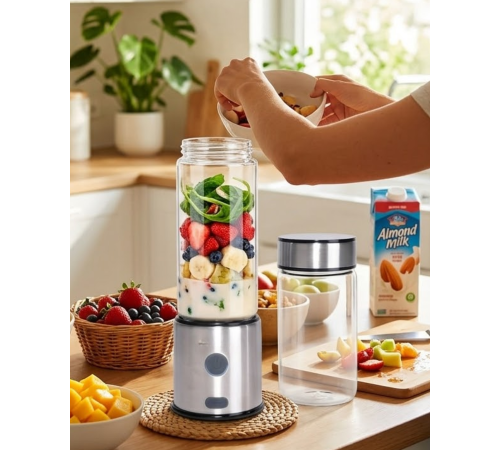 Taşınabilir Cam Blender 450 ml 350 ml Çift Hazneli Smoothie Blender