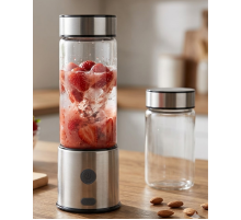 USB Type C Şarjlı Cam Blender 6 Bıçaklı Smoothie ve Shake Blender