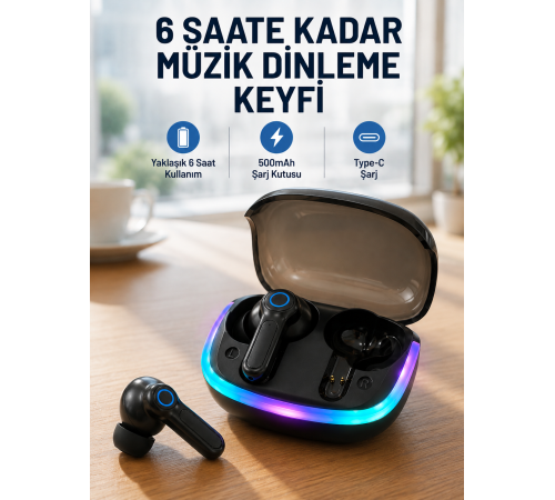 ENC Mikrofonlu Bluetooth 5.4 Kablosuz Kulaklık 40ms Düşük Gecikmeli TWS Kulaklık