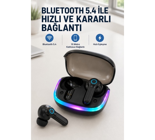 WS Bluetooth Kulaklık Quad ENC HD Voice 500mAh Şarj Kutulu Kablosuz Kulaklık