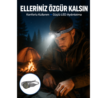LED Kafa Feneri Ayarlanabilir Baş Bantlı Güçlü Aydınlatma Lambası