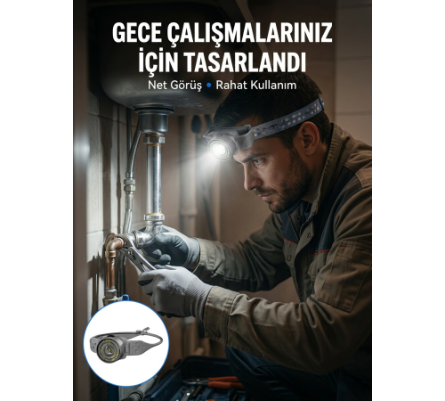 Yüksek Parlaklıklı LED Kafa Feneri Gece Çalışmaları İçin Yüksek Parlaklıklı