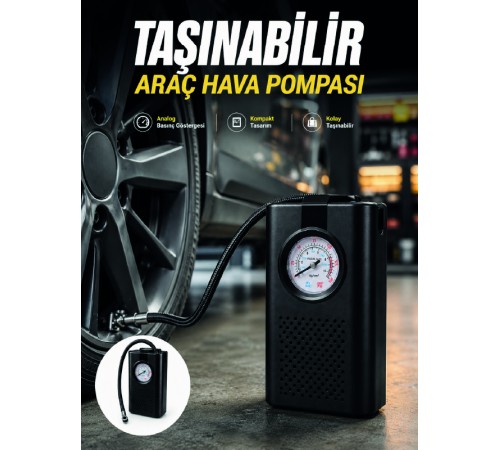 Otomobil Bisiklet ve Motosiklet İçin Taşınabilir Lastik Hava Pompası