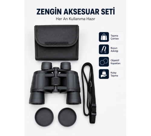 20x Büyütmeli Profesyonel Dürbün | HD Optik Lens Taşıma Çantalı ve Boyun Askılı