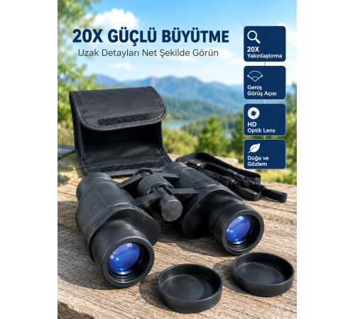 Taşıma Çantalı 20x Dürbün Hassas Odaklama Geniş Görüş Açılı Profesyonel Dürbün