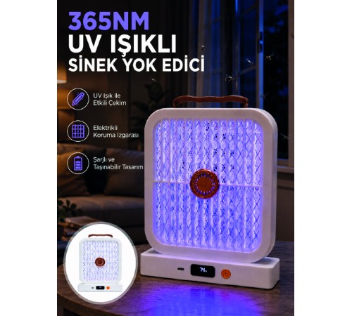 UV Işıklı Şarj Edilebilir Sinek Yok Edici Elektrikli Lamba Beyaz
