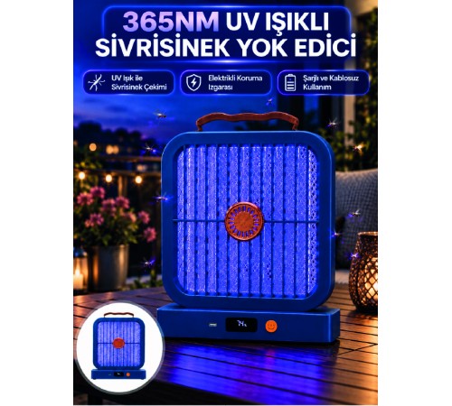 Şarjlı UV Işıklı Sinek Öldürücü Cihaz Mavi Elektrikli Sivrisinek Yok Edici