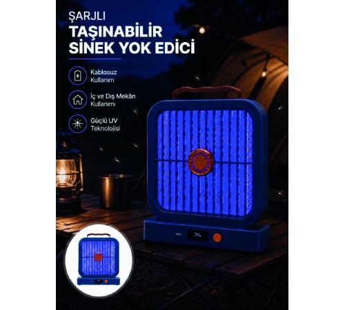 Elektrikli Sinek Öldürücü 365NM UV Işıklı Masaüstü Cihaz Mavi Renk