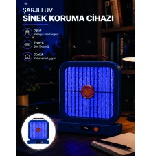 UV Işıklı Şarj Edilebilir Sinek Yok Edici Elektrikli Lamba Mavi