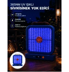 Masaüstü Şarjlı Elektrikli Sinek Öldürücü UV Teknolojili Mavi Cihaz