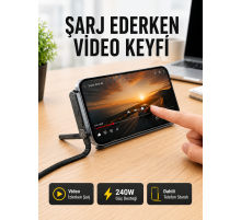 Katlanabilir Telefon Standlı 240W Type-C Hızlı Şarj Kablosu