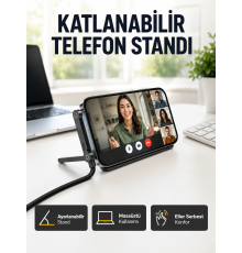240W Type-C to Type-C Telefon Stand Özellikli Şarj Kablosu
