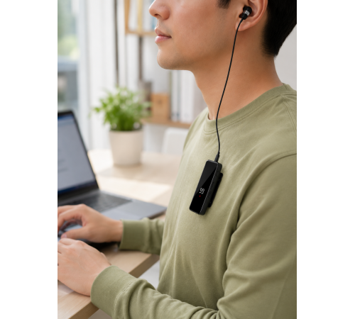 Klipsli Tek Kulaklıklı Kablosuz Bluetooth Kulaklık Dijital Ekranlı Taşınabilir Model