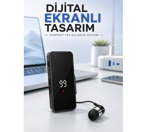Tek Kulaklıklı Bluetooth Kulaklık Klipsli Mini Taşınabilir Müzik ve Görüşme Cihazı