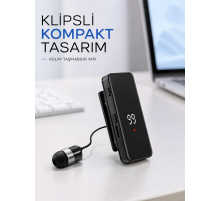 Dijital Ekranlı Bluetooth Kulaklık Tek Kulaklıklı Klipsli Kompakt Tasarım