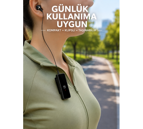 Taşınabilir Bluetooth Kulaklık Dijital Göstergeli Klipsli Tek Kulaklıklı Kompakt Cihaz