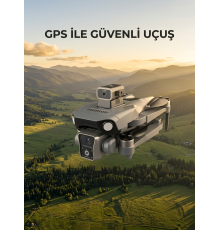 Ekranlı Kumandalı GPS Drone Çift Kameralı Katlanabilir Hava Aracı