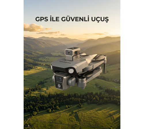 Ekranlı Kumandalı GPS Drone Çift Kameralı Katlanabilir Hava Aracı