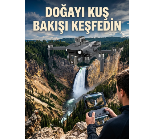 GPS Konumlandırmalı Çift Kameralı Drone Canlı Görüntü Aktarımlı